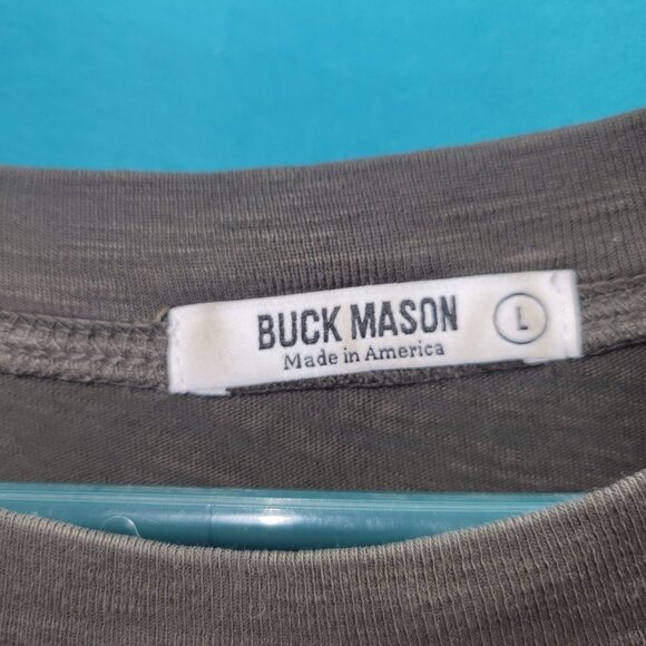Buck Mason Made In America Mens T-Shirt L - Olive Crew Neck Short Sleeve - Picture 4 of 8